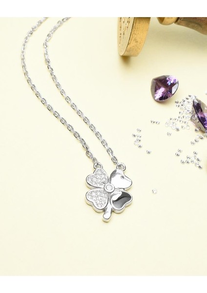 Swarovski Taşlı Mineli Yonca Model Kadın Gümüş Kolye fiyatları