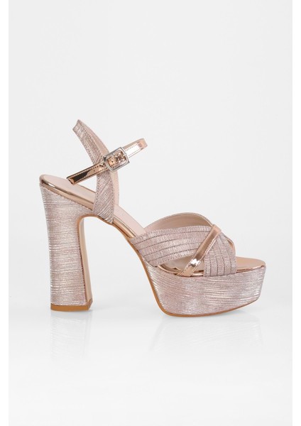 Kadın Piera Rose Simli Platform Topuklu Ayakkabı