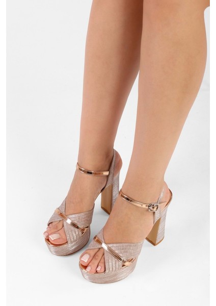 Kadın Piera Rose Simli Platform Topuklu Ayakkabı modelleri