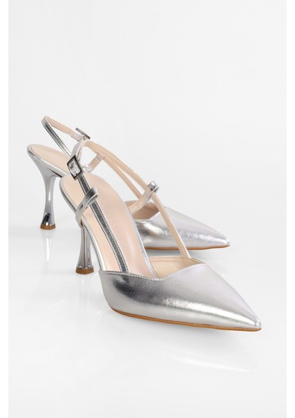 Kadın Tony Gümüş Parlak Stiletto