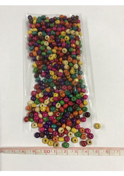 Ahşap 5 mm Karışık Renkli Makrome Boncuk 20 Gram (Yaklaşık 300 Adet)