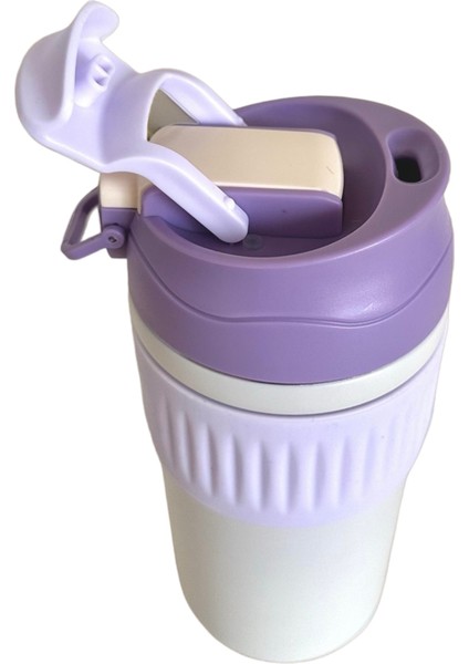 Çift Kapaklı Pipetli Yeni Seri Staınless Steel 450 ml Sıcak/soğuk Mag Bardak Termos