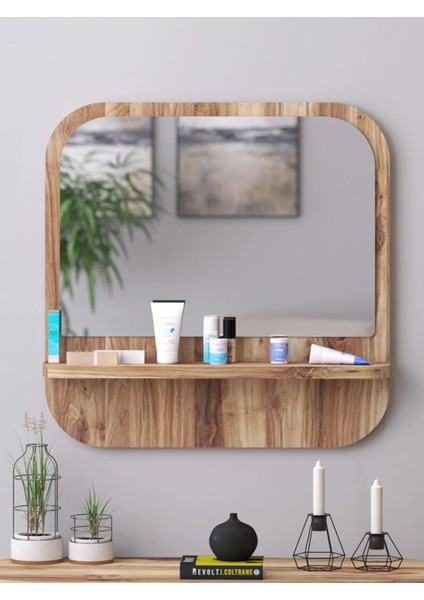 Tarz Design Nysamo Raflı Kare 45 cm Koridor Dresuar Konsol Duvar Salon Banyo Ofis Çocuk Yatak Oda Raflı Aynası