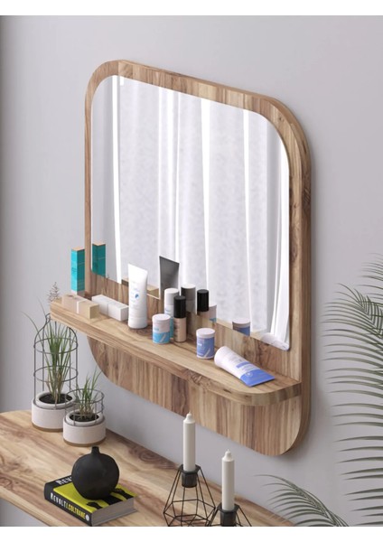 Tarz Design Nysamo Raflı Kare 45 cm Koridor Dresuar Konsol Duvar Salon Banyo Ofis Çocuk Yatak Oda Raflı Aynası