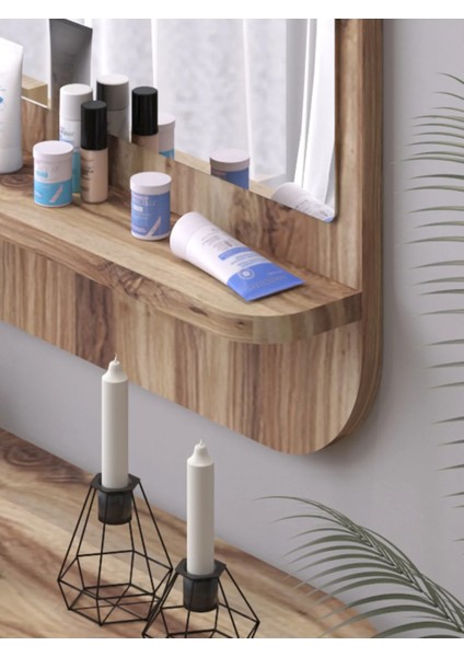 Tarz Design Nysamo Raflı Kare 45 cm Koridor Dresuar Konsol Duvar Salon Banyo Ofis Çocuk Yatak Oda Raflı Aynası