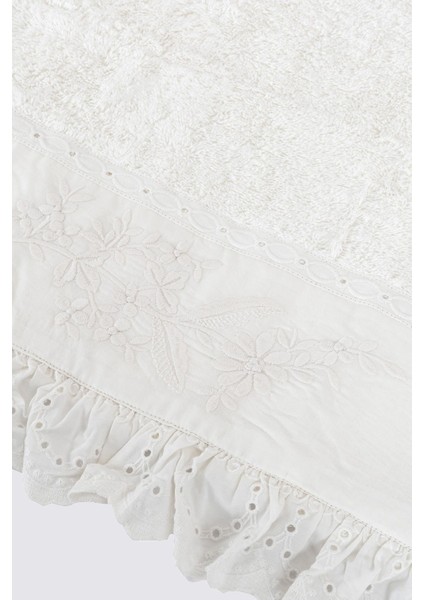 Elsa El Yüz Havlusu %100 Organik Pamuk Nakışlı Krem 50X90 cm modelleri