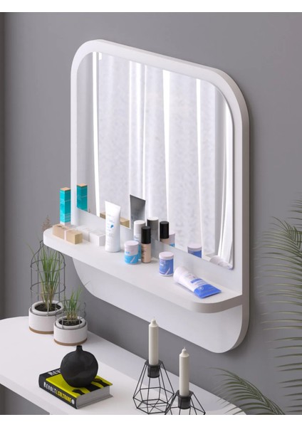 Tarz Design Nysamo Raflı Kare 45 cm Koridor Dresuar Konsol Duvar Salon Banyo Ofis Çocuk Yatak Oda Raflı Aynası