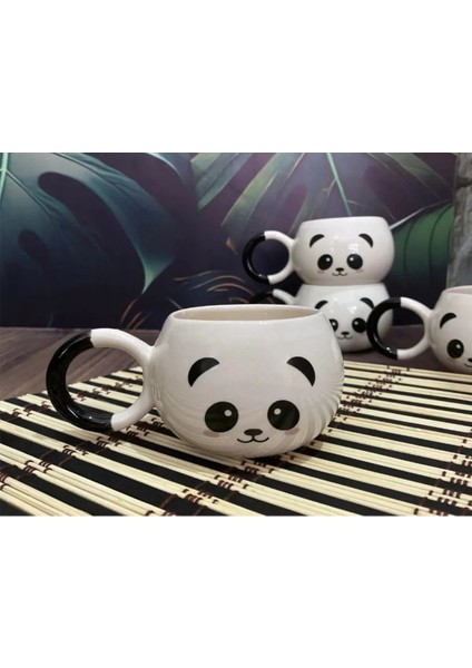 Gülen Sevimli Panda El Yapımı Seramik Kupa Bardak