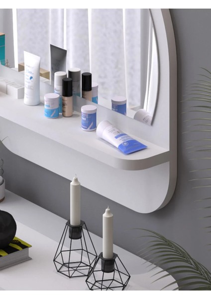 Tarz Design Nysamo Raflı Oval 45 cm Koridor Dresuar Konsol Duvar Salon Banyo Ofis Çocuk Yatak Oda Raflı Aynası