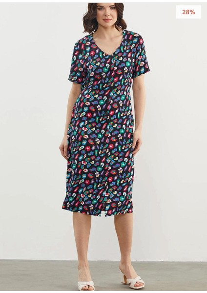 Siyah Desenli Gömlek Elbise