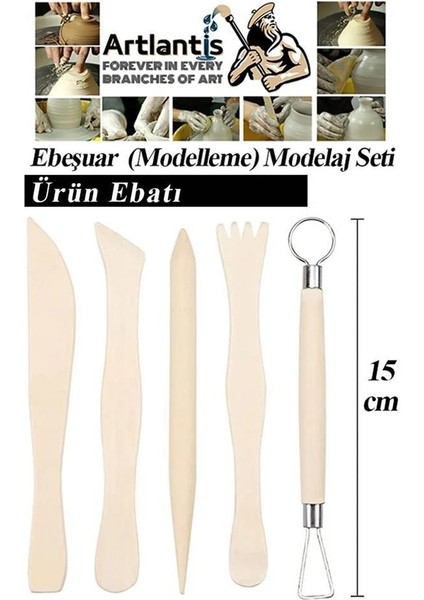 Seramik ve Çömlek Şekillendirme Seti Ebeşuar 16 Parça 1 Paket Kil Modelaj