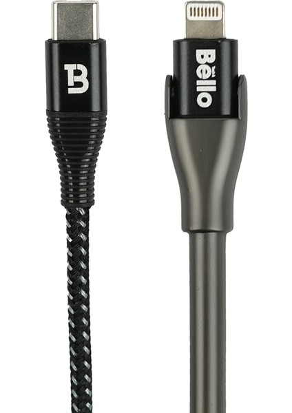 BA-02 Type-C Lightning Standlı Koruyuculu Örgülü Hızlı Şarj Data Kablosu 27W 1.2m