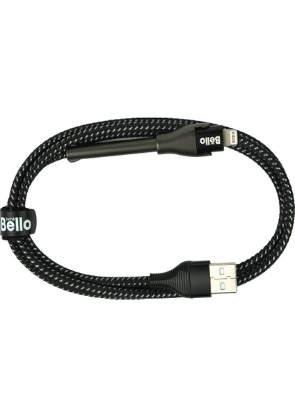 BA-02 Type-C Lightning Standlı Koruyuculu Örgülü Hızlı Şarj Data Kablosu 27W 1.2m