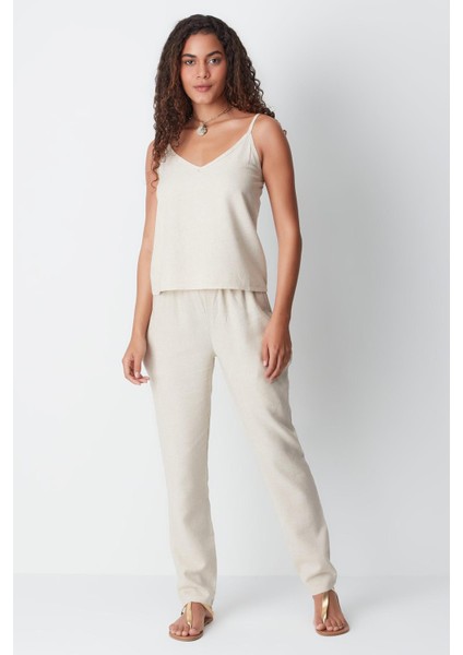 Keten Ip Askı Atlet Takım 9160 Bej fiyatları