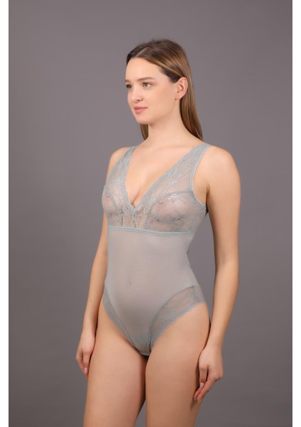 Desteksiz Dantelli Çıtçıtlı Body C15087 Yeşil modelleri