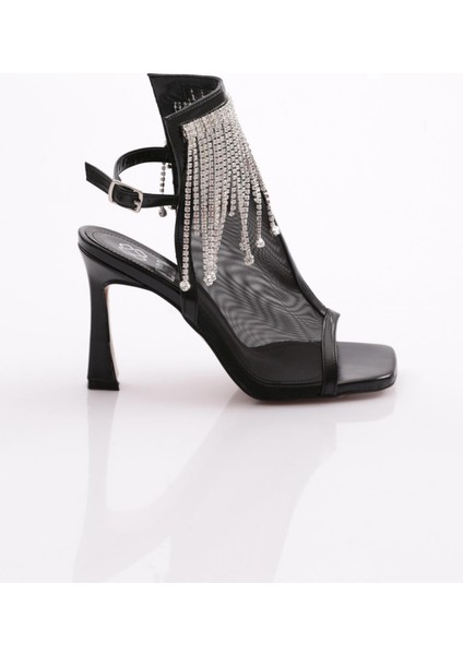 6904 Kadin Halhal Detayli Topuklu Abiye Ayakkabi