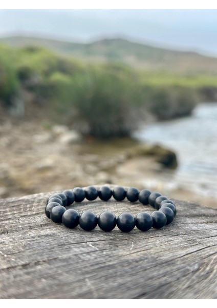Doğaltaş 8 mm Shungite Taşı Bileklik Aaa Kalite