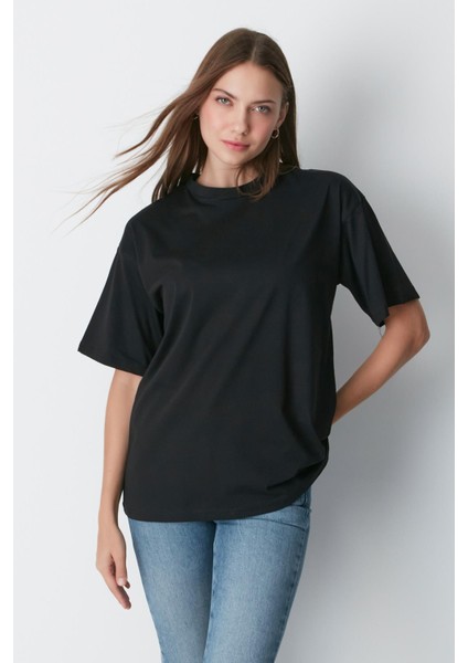 Bisiklet Yaka Kısa Kol 2'li Casual Basic T-Shirt 961 Siyah