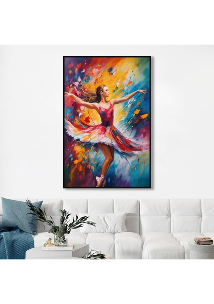 Yağlı Boya Dokulu Tablo Modern Renkli Balerin U05002