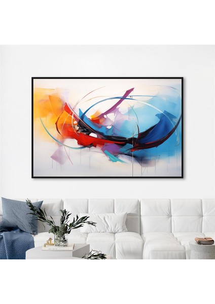 Yağlı Boya Dokulu Tablo Kırmızı Beyaz Mavi Soyut U08047