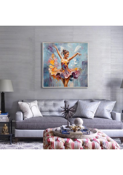 Yağlı Boya Dokulu Tablo Modern Renkli Balerin U05003