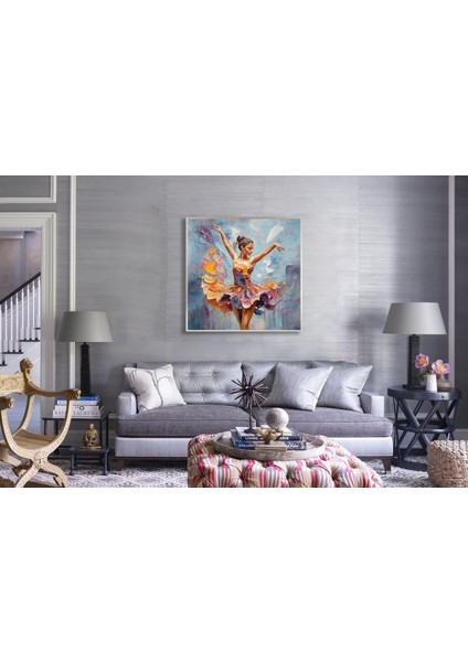 Yağlı Boya Dokulu Tablo Modern Renkli Balerin U05003