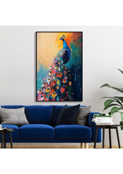 Yağlı Boya Dokulu Tablo Modern Renkli Tavus Kuşu U04032