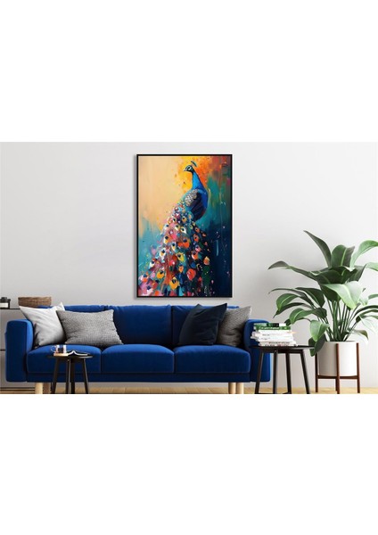 Yağlı Boya Dokulu Tablo Modern Renkli Tavus Kuşu U04032