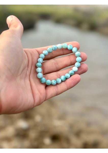 Doğaltaş 8 mm Larimar Taşı Bileklik Aaa Kalite