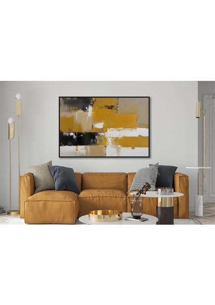 Yağlı Boya Dokulu Tablo Kahve Siyah Soyut U08024 fiyatları