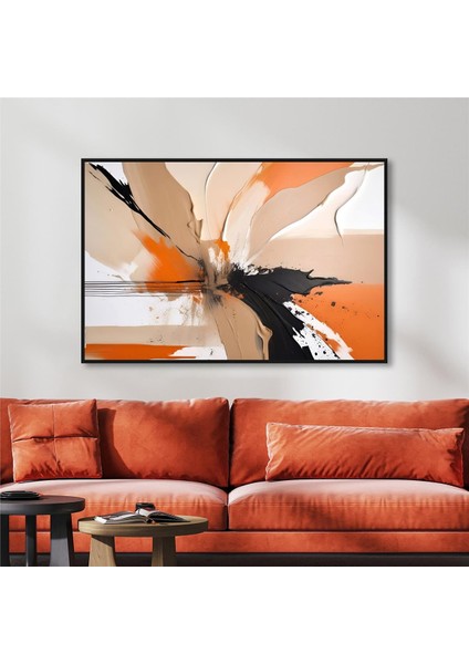 Yağlı Boya Dokulu Tablo Kahve Bej Siyah Soyut U08045