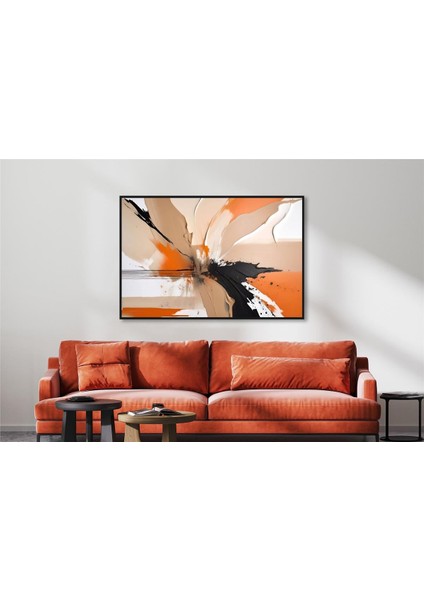 Yağlı Boya Dokulu Tablo Kahve Bej Siyah Soyut U08045 fiyatları