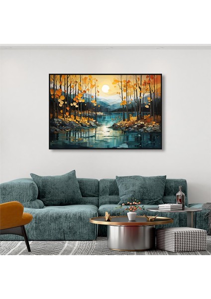 Yağlı Boya Dokulu Tablo Modern Ağaçlı Manzara U06001