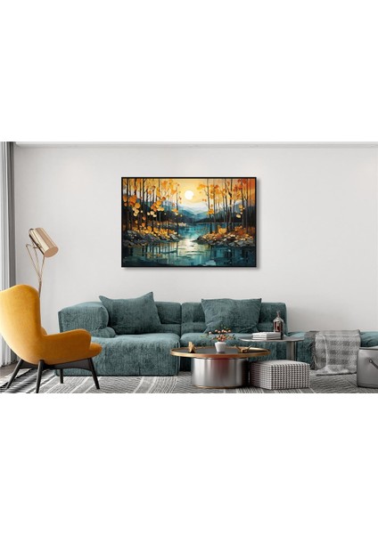 Yağlı Boya Dokulu Tablo Modern Ağaçlı Manzara U06001