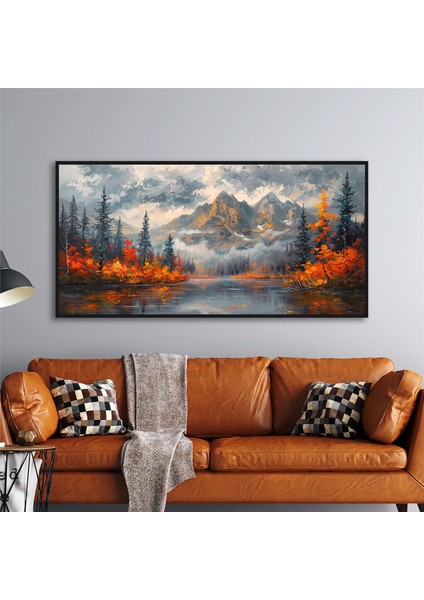 Yağlı Boya Dokulu Tablo Modern Karlı Doğa Manzarası U06022