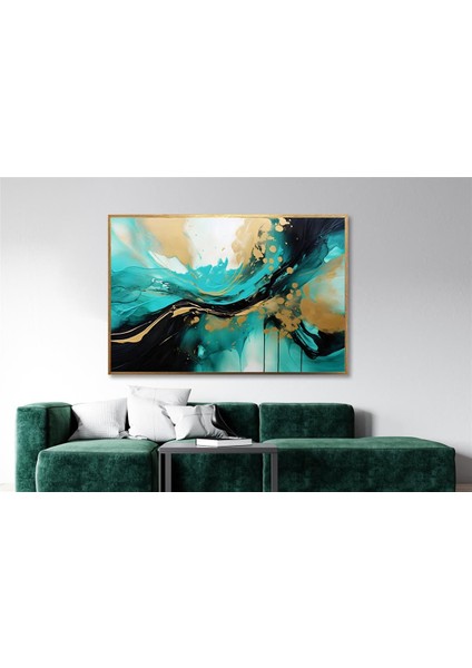 Yağlı Boya Dokulu Tablo Yeşil Altın Gold Soyut U08063 fiyatları