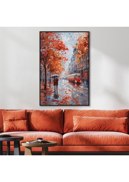 Yağlı Boya Dokulu Tablo Sonbahar Şehir Manzarası U09017