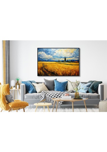 Yağlı Boya Dokulu Tablo Modern Buğday Tarlası Manzarası U06012 fiyatları