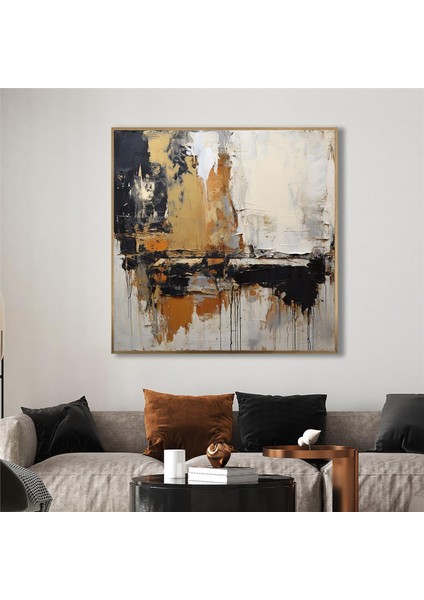 Yağlı Boya Dokulu Tablo Kahve Siyah Beyaz Soyut U08070