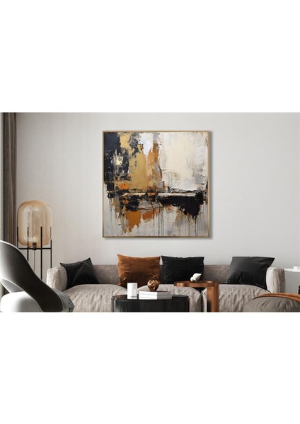 Yağlı Boya Dokulu Tablo Kahve Siyah Beyaz Soyut U08070 fiyatları