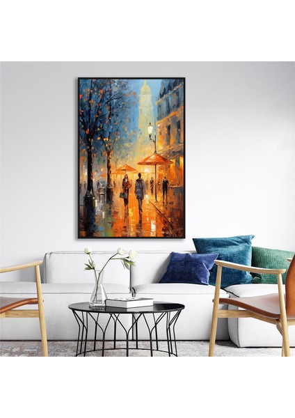 Yağlı Boya Dokulu Tablo Modern Paris Sokak U09013