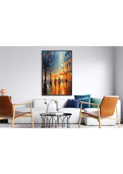 Yağlı Boya Dokulu Tablo Modern Paris Sokak U09013