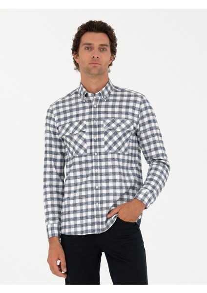 Erkek Lacivert Regular Fit Uzun Kollu Gömlek 50272920-VR033