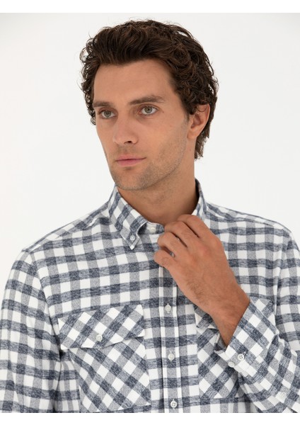 Erkek Lacivert Regular Fit Uzun Kollu Gömlek 50272920-VR033