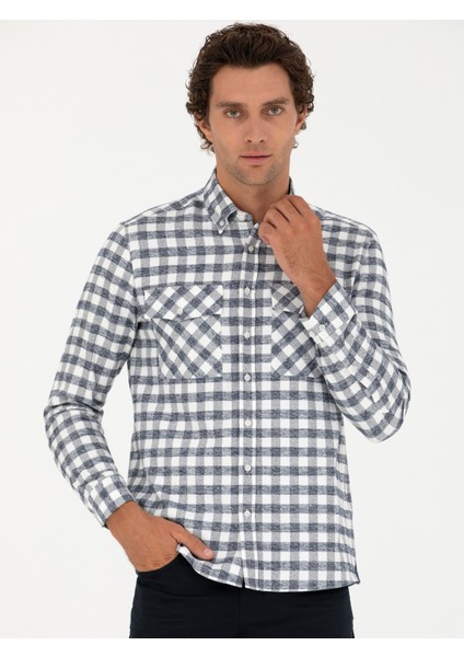 Erkek Lacivert Regular Fit Uzun Kollu Gömlek 50272920-VR033