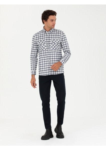 Erkek Lacivert Regular Fit Uzun Kollu Gömlek 50272920-VR033