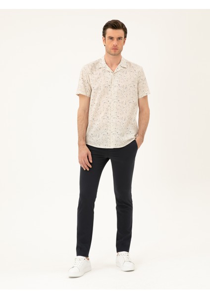 Erkek Bej Regular Fit Keten Karışımlı Gömlek 50284429-VR011