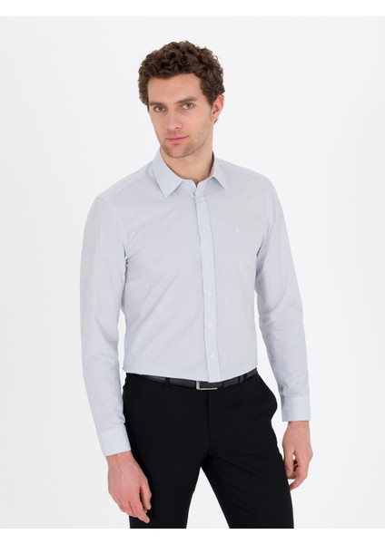 Erkek Gri Slim Fit Uzun Kollu Gömlek 50274106-VR024 fırsatları