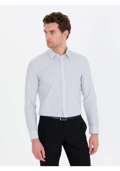 Erkek Gri Slim Fit Uzun Kollu Gömlek 50274106-VR024