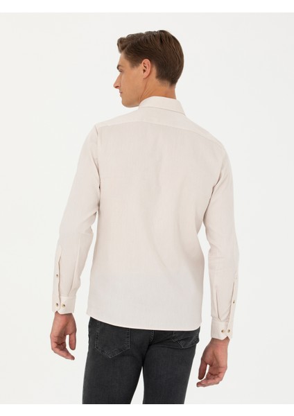 Erkek Bej Slim Fit %100 Pamuk Oxford Gömlek 50270162-VR011 indirimleri